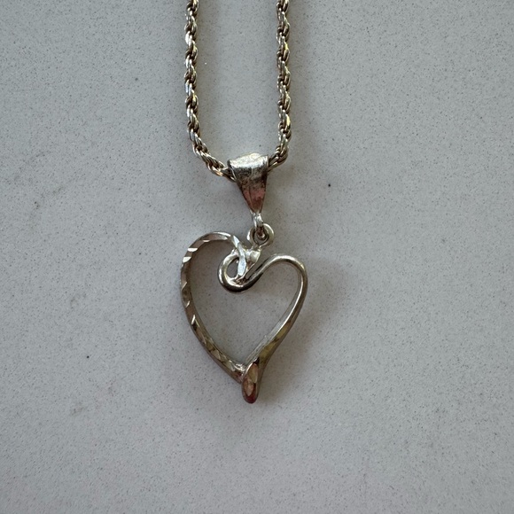 stearling Silver Jewelry - Sterling Silver Heart Pendant Necklace 18 inch chain